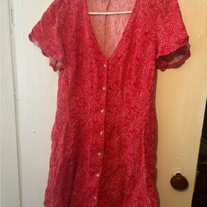 Universal Thread Red Midi Dress with Button Detail